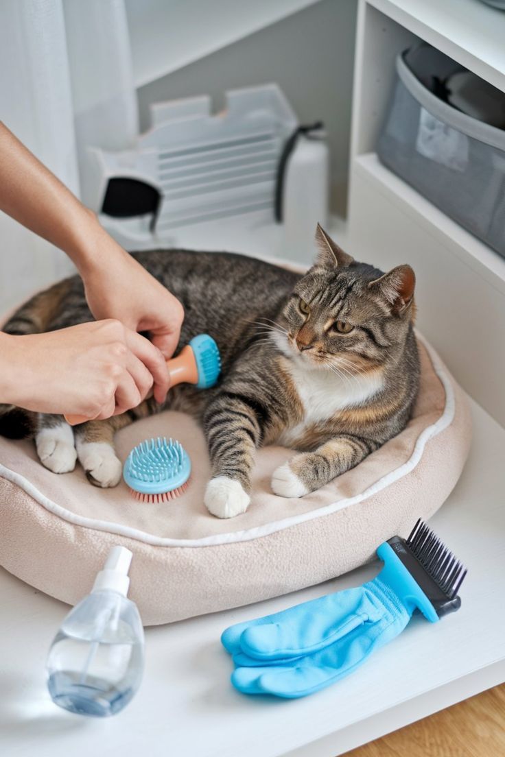 Vet checking a pet's skin and coat
