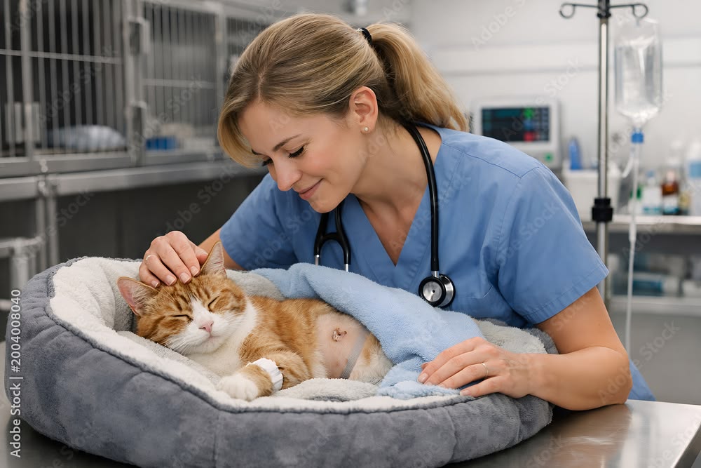 Pet resting comfortably in intensive care