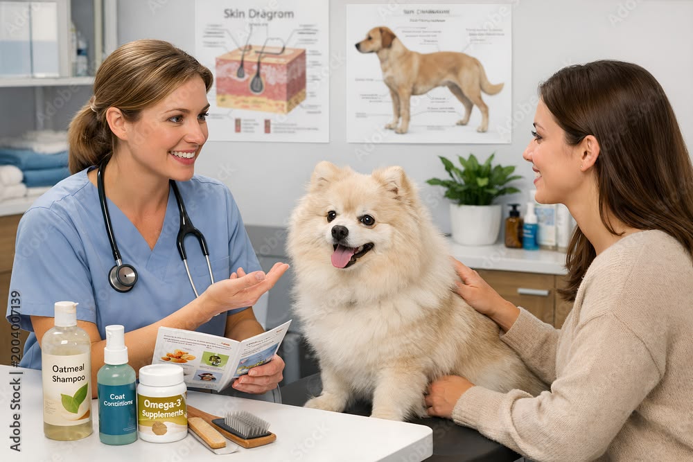 Vet consulting with a pet owner
