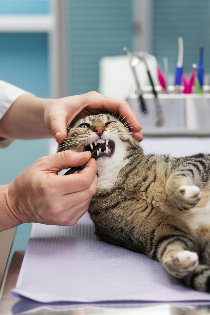 Cat resting comfortably after dental treatment